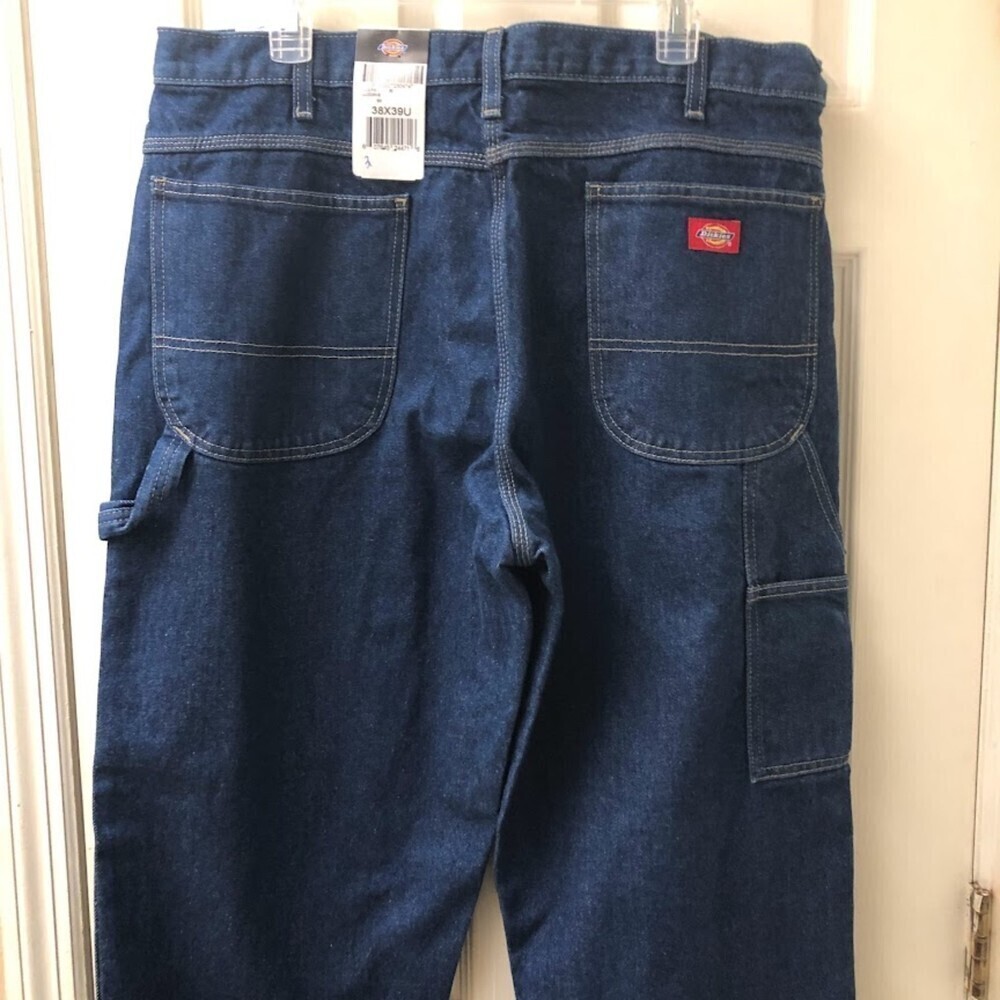 Dickies Men's Denim Blue Jeans Carpenter Utility Occupational Wear W38 Altered - Picture 5 of 13